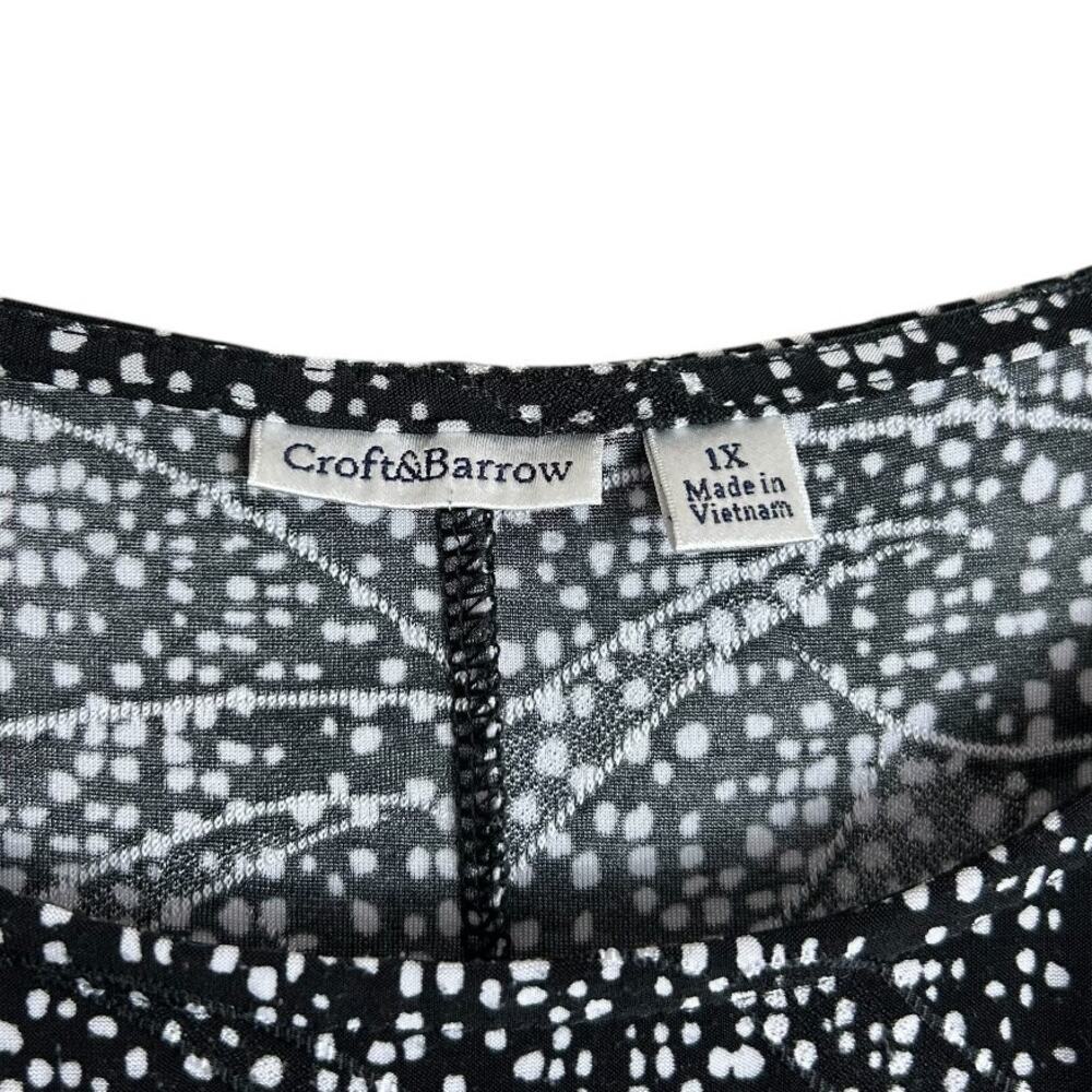 Croft & Barrow 1X Women's Top Black White Blouse - Picture 2 of 5